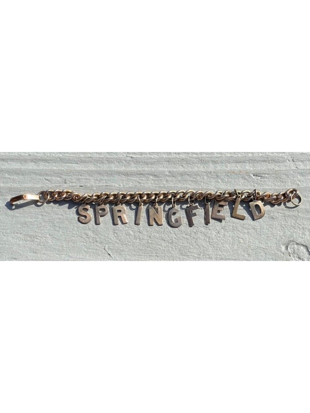 Scarce Vintage Springfield College University Charm Letter Bracelet Jewelry